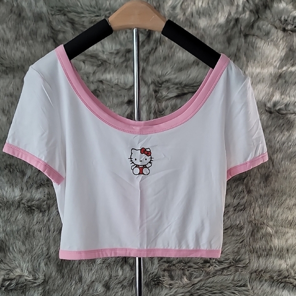 Hello Kitty White and Pink Crop Top-NWT - Picture 1 of 8